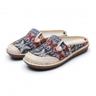 Ethnic Embroidery Summer Flat Soft Sole Walking Ladies Slip-on Muller Women's Shoes