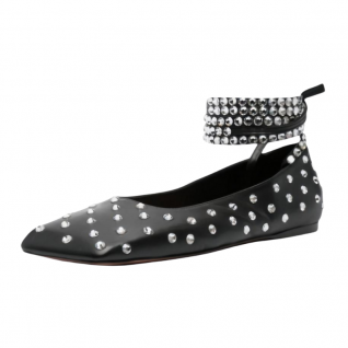 Square Toe Ankle Strap Rhinestones Ballerina Flat Women's Shoes