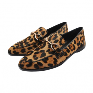 Cheetah Printed Pony Hair Fashion Loafers Women’s Working Shoes