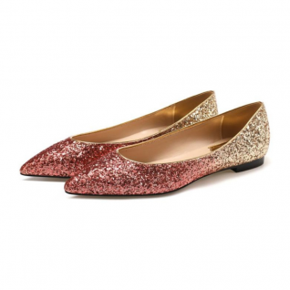 Gradient Glitter Pointed Toe Ballet Women's Shoes