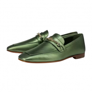 Women’s Square Toe Fashion Loafers Metal Chain Dress Shoes