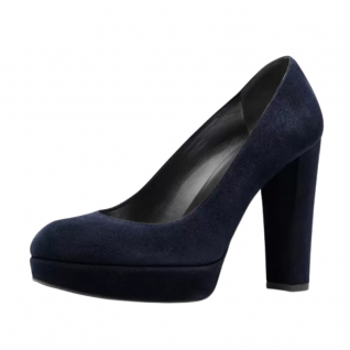Chunky Heel Platform Round Toe Kid Suede Women's Shoes