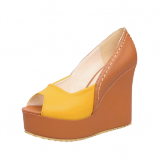 Peep Toe Platform Pump Slip On Women's Shoes