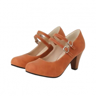 Round Toe Hidden Platform Double Buckle Strap Women's Shoes