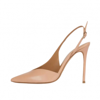 Kid Leather Pointed Toe High Heels Back Sling Women's Shoes