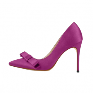 Silk Satin Pointed Toe Stilettos Dress Bow Pumps Women's Shoes
